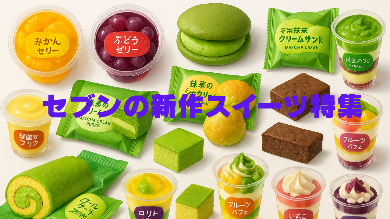 スーパーの缶詰売り場で、笑顔で備蓄食材の入ったカゴを持つ女性。「月500円で始める備蓄術」と表示されている。
