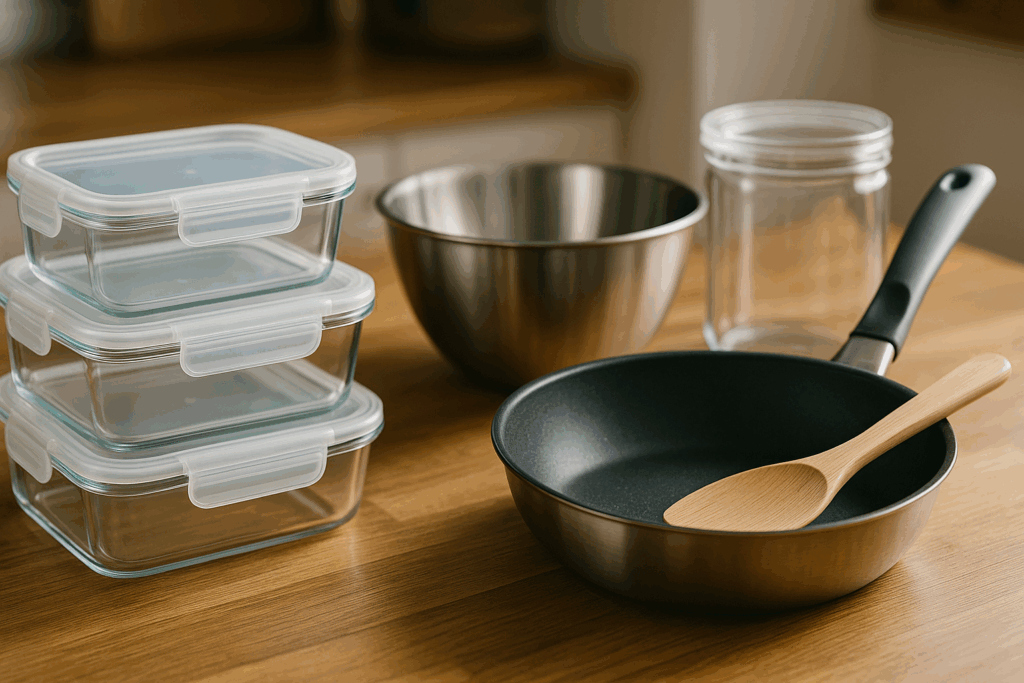 家族4人が笑顔で食卓を囲み、チャーハンや白ごはんを楽しんでいる様子。
